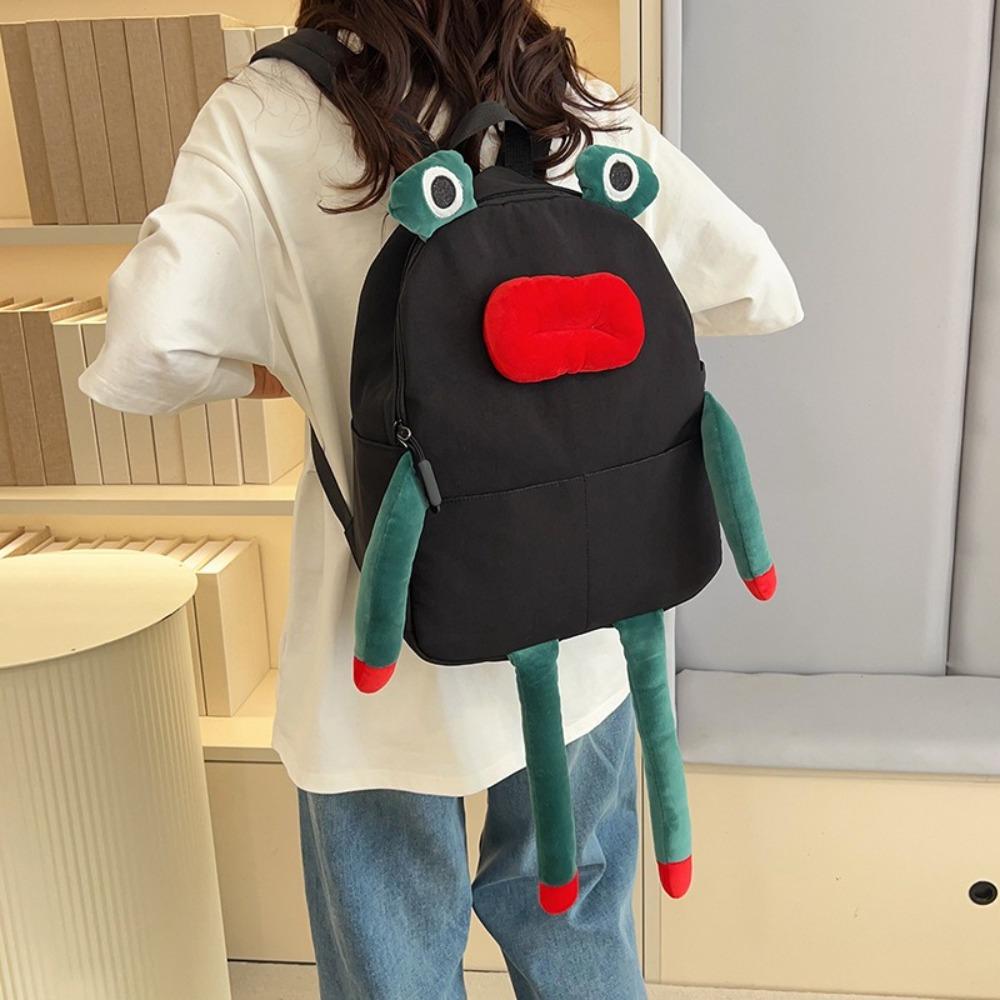 New Kawaii Rucksack Cartoon Plush Frog Children's School Backpack Lightweight Large Capacity Book Bags Learning Supplies