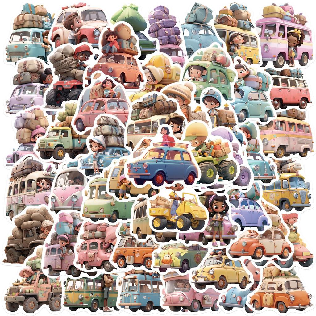 50 Cartoon Travel Car Stickers Personalized Decorative Guitar Notebook Suitcase DIY Waterproof Stickers