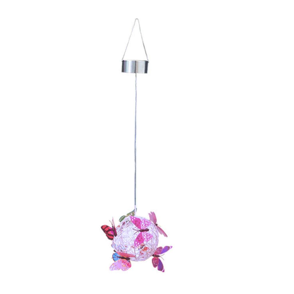 LED Solar Butterfly Hanging Tree Lights, Outdoor Courtyard Garden Decorative Lights, Round Ball Hanging Tree Ball Luminous Butterfly