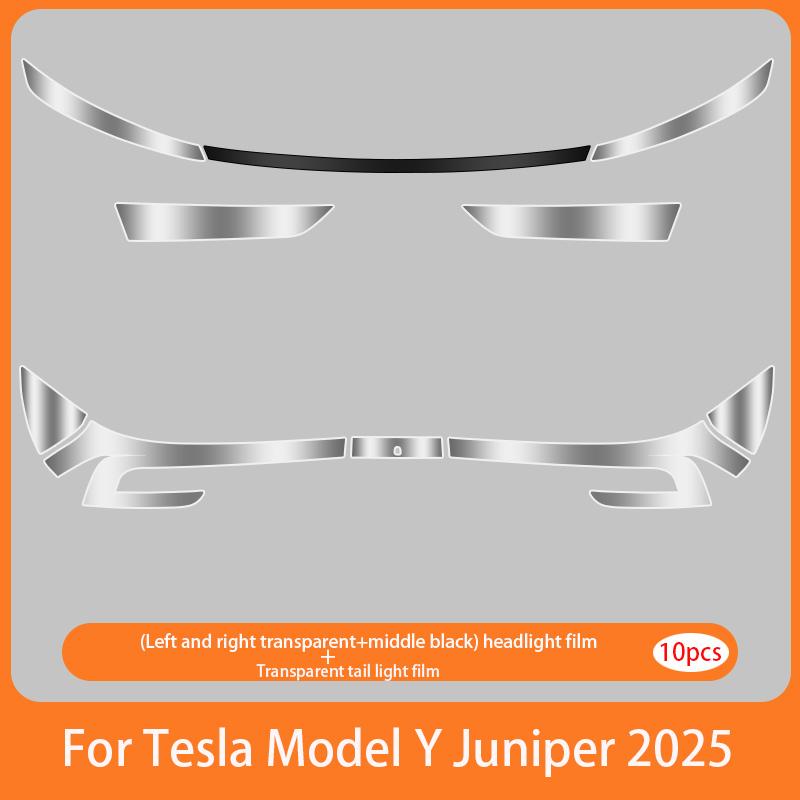 For Tesla Model Y Juniper 2025 TPU Blackened Headlight Taillight Foglight Protective Film Modification Black Color Changing Film