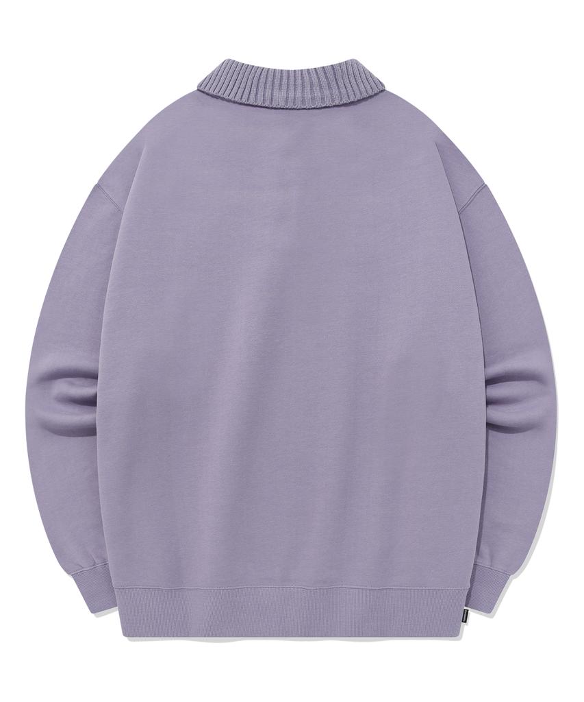 COVERNAT Knit Collared Sweatshirt Lavender