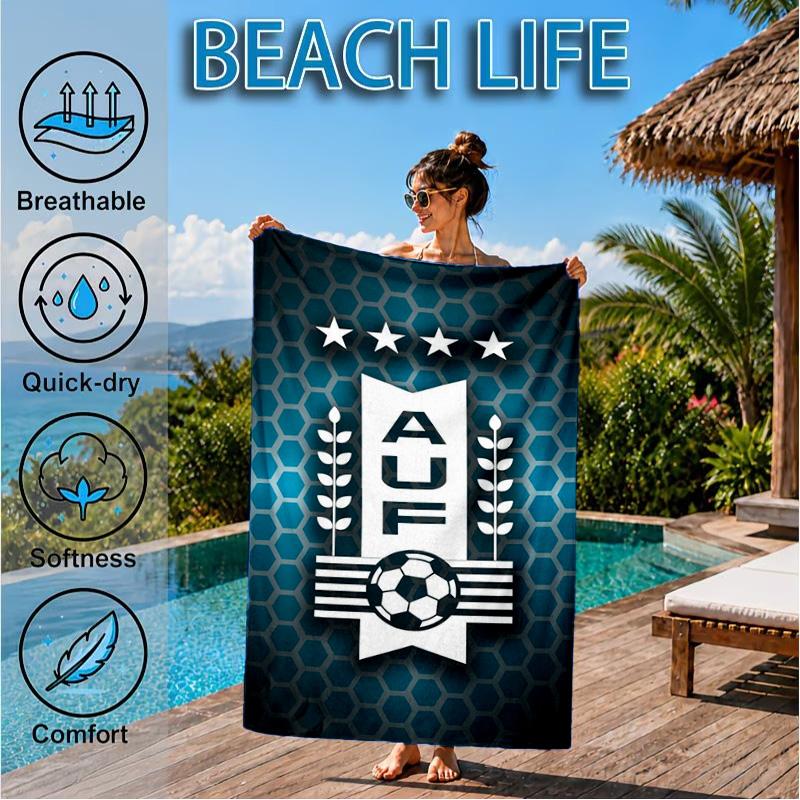Fc Crest Design Printed Microfiber Beach Towel, Soft And Absorbent, Quick-Dry, Ideal for Summer Travel, Beach Essential, Swimming Pool