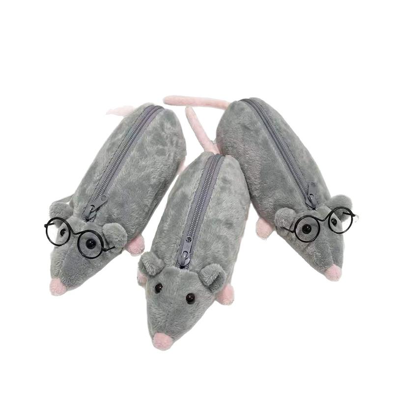 Cartoon Animals Plush Pencil Case Soft And Cute Creative For Girls Niche Student Stationery Desktop Pencil Storage Bag