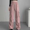 Women Large Pocket Cargo Pants 2025 Spring Summer New Style Loose Slimming Casual Sports Wide Leg Pants