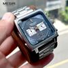 New Square Watches for Men Business Blue Leather Military Men's Wristwatch Chronograph Clock Waterproof Watch