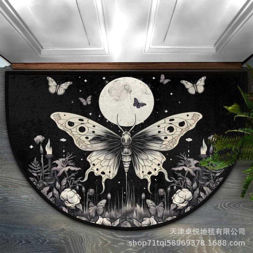 Eingangsmatte Halbkreisförmig Retro Fußmatte Staubdicht und Rutschfest Eingangsteppich