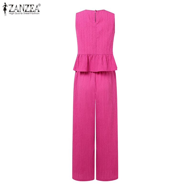 ZANZEA Damen Ärmellose Tanktops und Hosen Lässige Zweiteiler Anzugsets
