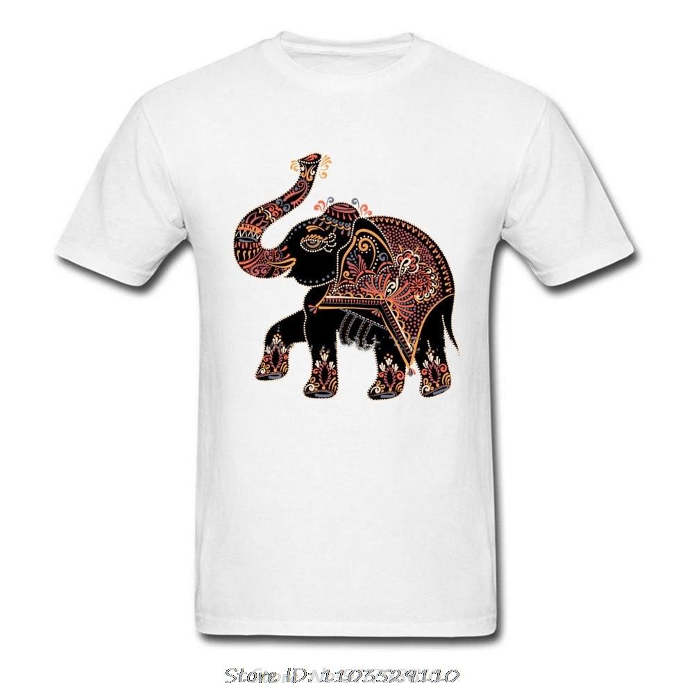 

Elephant Folk Art Tshirt Men Black T-shirts Elephant Print Tops Adult Cotton Clothes Africa Style Tee Shirt Unique Birthday G... S