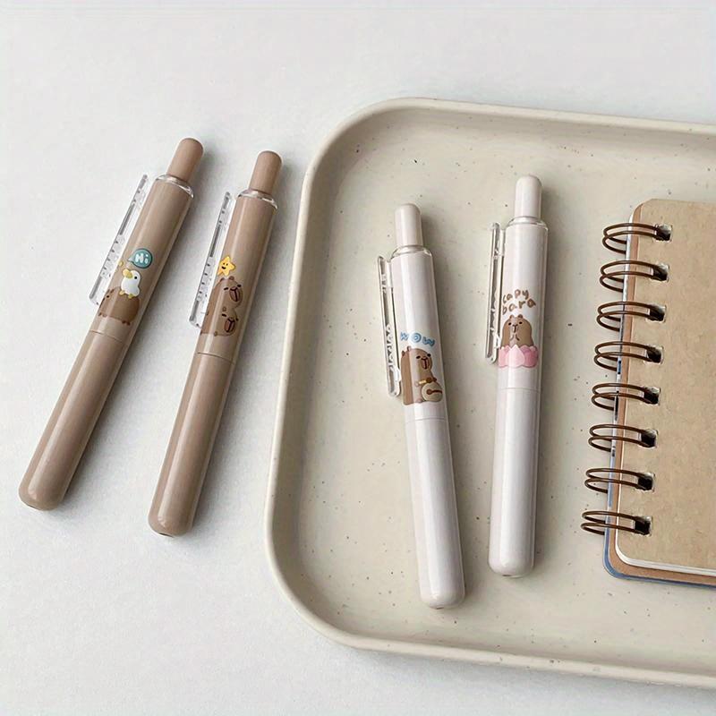 4Pcs/Set Cute Capybara Series Pocket Gel Pen 0.5MM Black Gel Ink Pen For Students Quick Drying Writting Pen School Office Supply