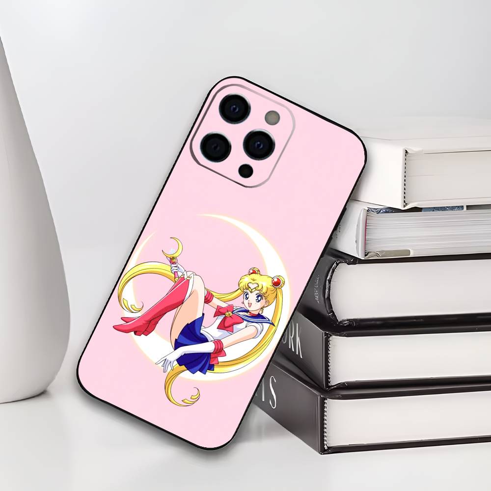 

S-Sailor M-Moons Phone Case For IPhone 17,16,15,14,13,12,11,Plus,Pro,Max,Plus,XS,soft case Black silicone iPhone12PRO