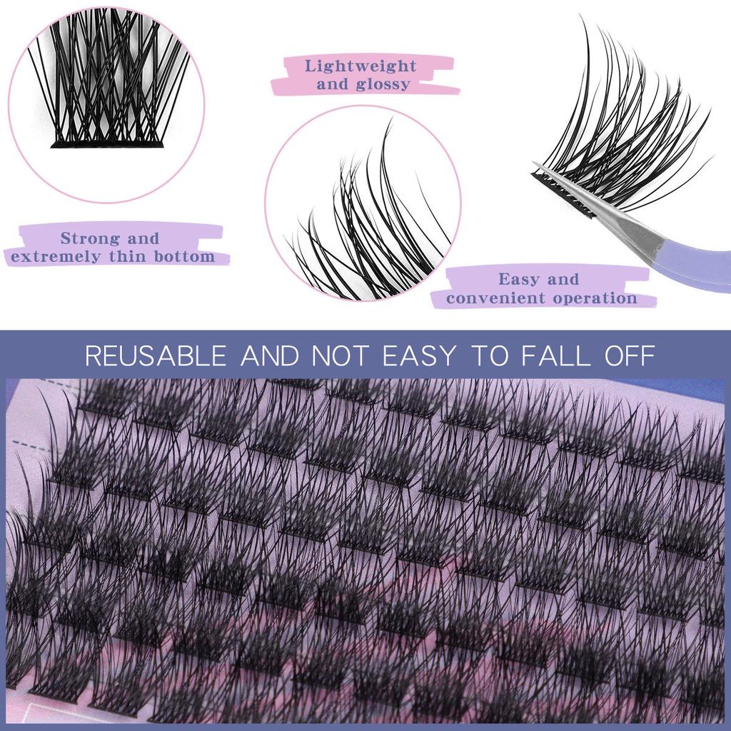 Single Cluster C Curl False Eyelashes Natural Thick Diy Segmented 10-16Mm Eyelashes