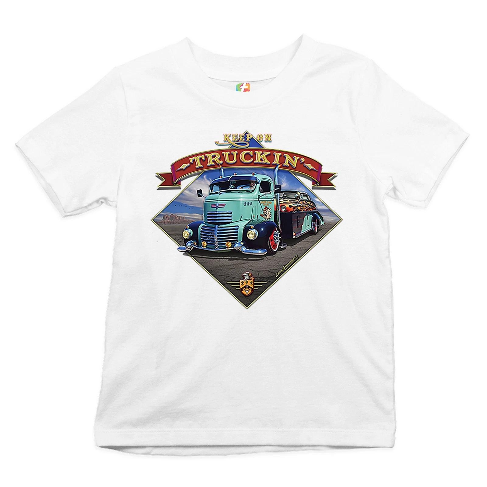 Keep on Truckin Youth kids boys T-Shirt Route 66 Retro Vintage Truck Driver Kids 150