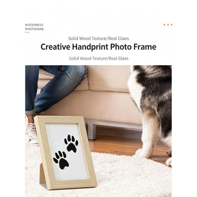 Hot Sale S15 Pet Paw Print Frame Kit for Dogs Cats No-Mess Inkless Print Pad DIY Footprint Keepsake 5 Inch Pet Memorial Gift