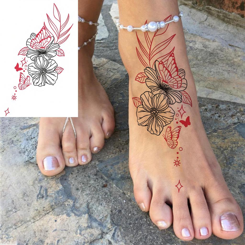 1 Vel Feniks Zonnebloem Maanbloem Tijdelijke Tatoeages Voor Vrouwen Handen, Nep Tatoeage Stickers Langdurig Realistische Tatoeages