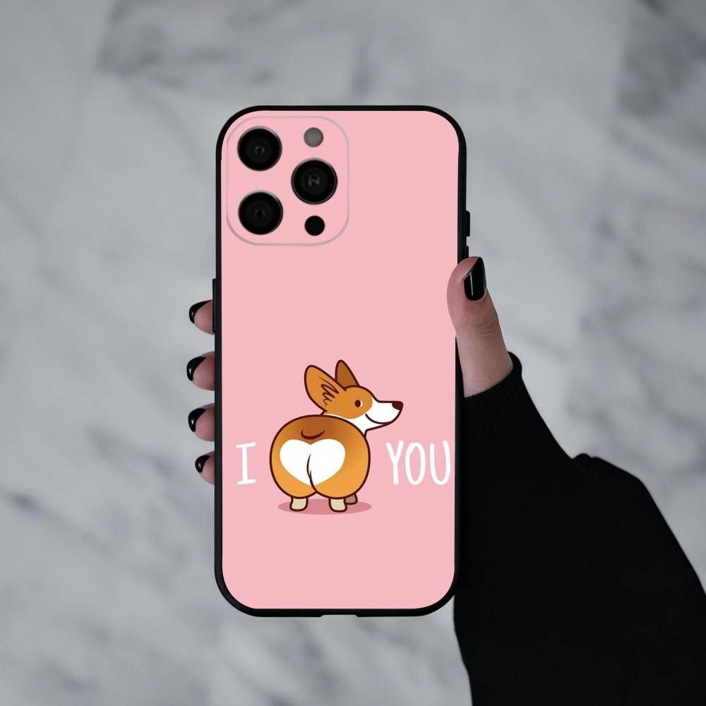 C-Cute Corgi D-Hund-G Handyhülle Für iPhone 17pro,16,15,14,13,12,11 Plus,Pro Max,XS,Weiche Silikon-Schwarze Hülle