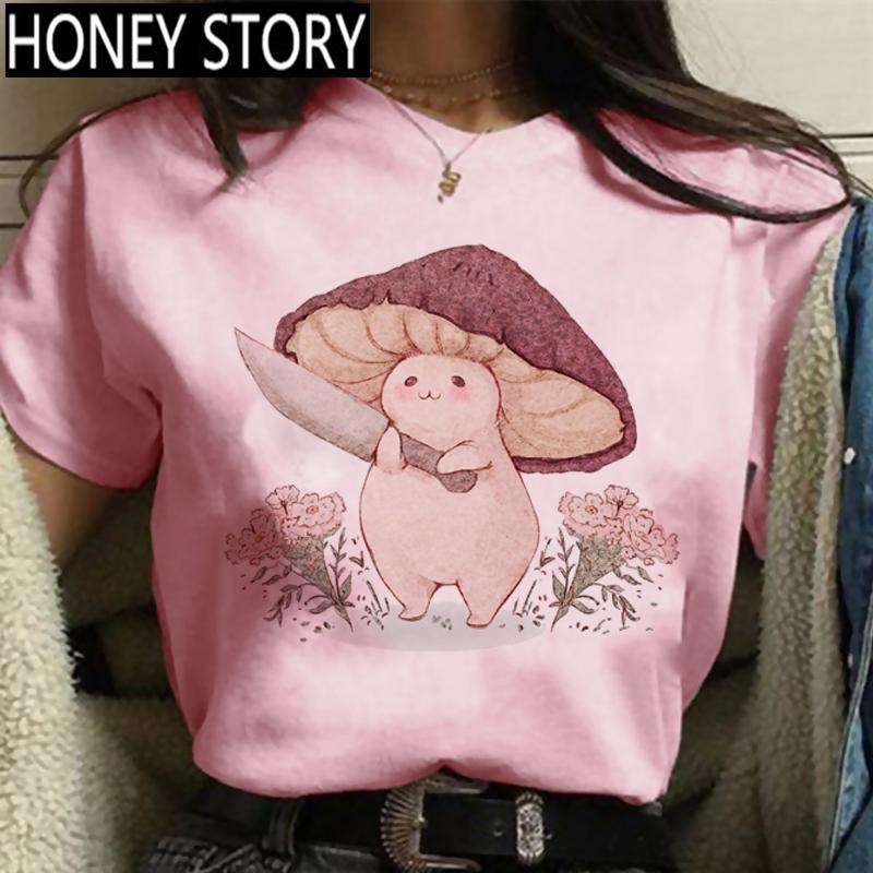 

Гриб Kawaii Ulzzang Tumblr Grunge Graphic Жіноча футболка 90-х Harajuku Casual Top Жіноча футболка літня мультяшна жіноча XL