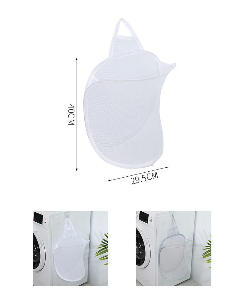 Folding Laundry Basket Organizer for Dirty Clothes Bathroom Clothes Mesh Storage Bag Wall Hanging Basket Frame Bucket #3140