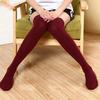 1 Pair Women Solid Over Knee High Socks Spring Autumn Winter Warm Knit Soft Thigh High Long Stockings 50cm