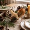 Cute Fluffy Squirrel Figurine Christmas Ornaments for Tree Felt Plush Woodland with Pine Winter Seasonal Tree Cone Hanging Forest Animal Decoration