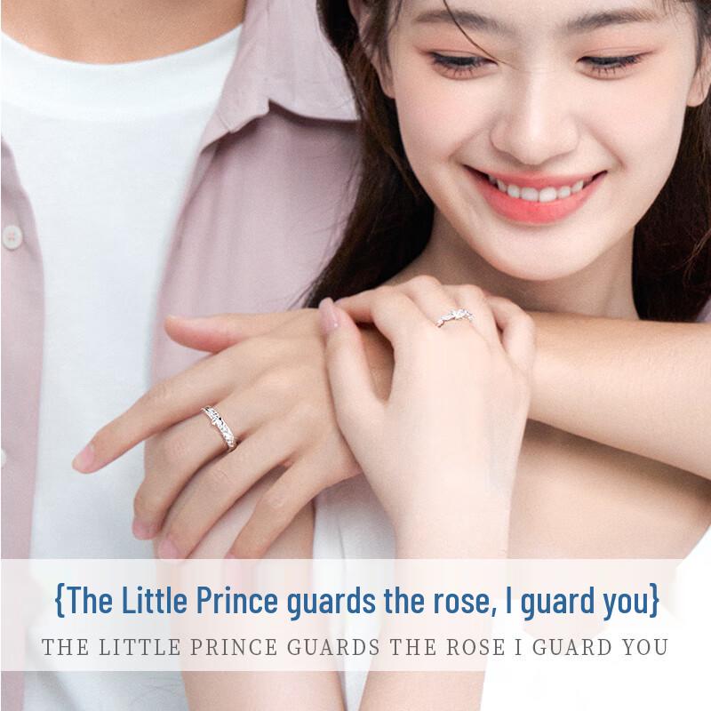 The Little Prince and Rose 925 Silver Couple Rings