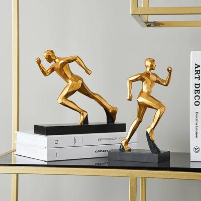 Figurine de course minimaliste décorative pour la maison, sculpture abstraite dorée pour l'intérieur, accessoires de bureau, ornements de bureau