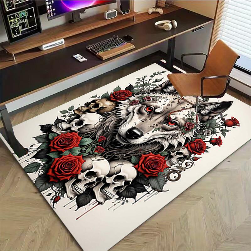 1PC Wolves, Skeletons Non-Slip Floor Carpet, Suitable for Office, Bedroomand Playrooms. It Can Also Be Used As a Sofa Footrest cover-T25