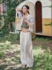 OUEL Drawstring Cotton Wide Pants_White