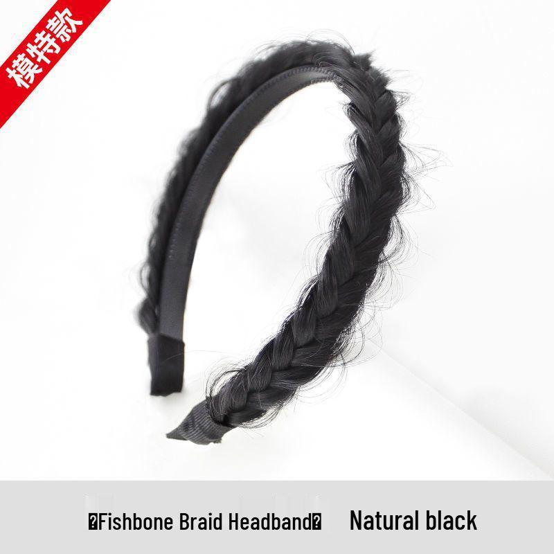Non-slip Fishbone Braid Wig Headband: Women's Braided Hair Accessory with Teeth