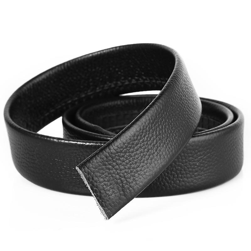 Men's Top Layer Cowhide Belt Strip Belt Men's Genuine Leather Belt Men's No Buckle Belt Lychee Pattern