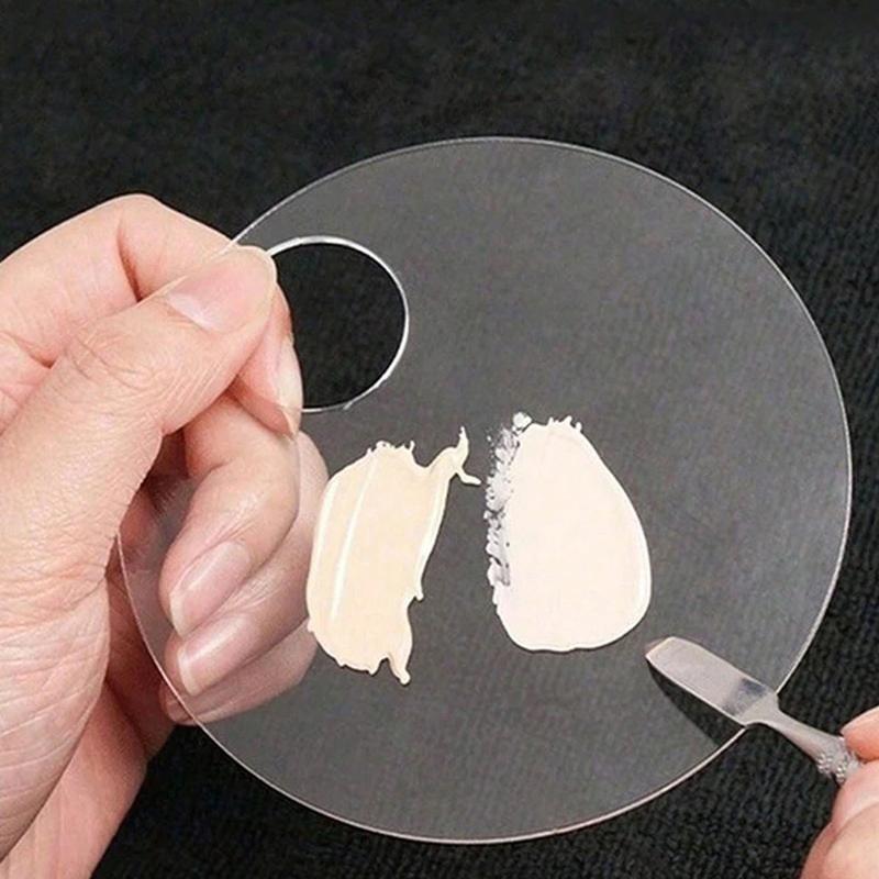 Acrylic Foundation Art Palette Square Round-Shaped Cosmetic Liquid Mixing Plate Portable Makeup Mixing Tool For Travel Daily