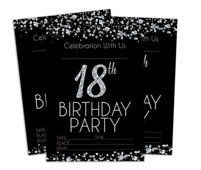 Tarjeta de Invitación de Cumpleaños Negra Darling Souvenir 28 Piezas Rellenable o Escribible en Blanco Invitaciones Artículos de Fiesta Imprimibles 5 x 7