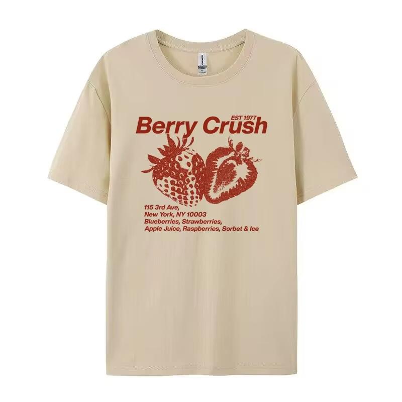 Fresas aplastadas bayas camiseta estética retr bebidade frutas bebida suelta camisetagrunge Y2K camiseta bayas camiseta gráfica S