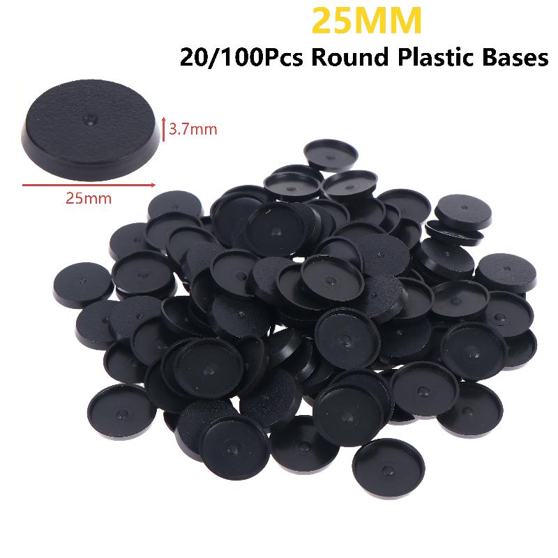 Round Wargame Mini Base 25mm 20/100Pcs Non-slip Stable Bases for Wargaming Model DIY Painting Hobby Projects
