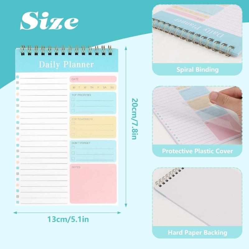 5 Pack to Do List Pad, Undated Daily Planner A5 Notepads, 150 Pages Diary to Do