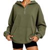 Womens Oversized Half-Zip Hooded Sweatshirt Loose Fit Long Sleeve Casual Top Winter 2026