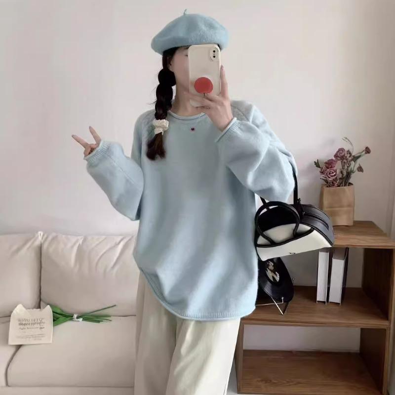 Casual Versatile Fashion Knitted Pullover Women's New Women's Autumn and Winter Loose Lazy Wind Knitted Sweater