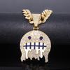 European American Hip Hop Jewelry Ice Face Enamel Emoji Pendant Men Hipster Street Rap Full Diamond Cuban Chain Necklace