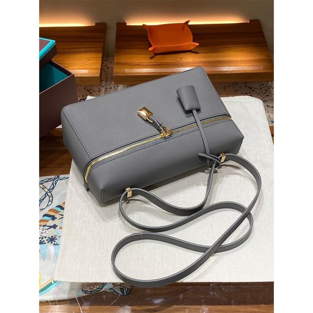 LP27 Bag, Lunch Box Bag, Palm Pattern Cowhide Women's 2023 Autumn and Winter New Temperament Portable Shoulder Crossbody Cosmetic Bag