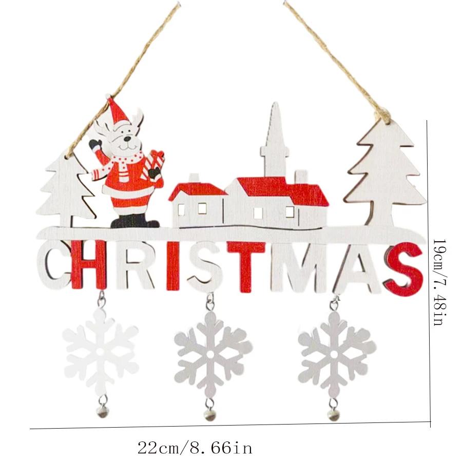 2pcs Wooden Christmas Door Hanging Oranments Wall Merry Christmas Decor for Home Happy New Year Naviidad Door Pendants Gifts