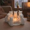 Decorative Cat Model 3D Printed Candle Holder, Matte Sanding Aesthetic Desktop Decor, Integrated Bay Window Ornament Smooth Curved Sculpture,