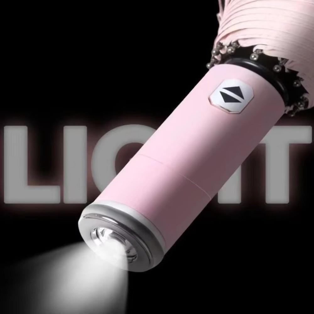 10-Bone Frame LED Flashlight Umbrella Waterproof Three Fold Rotating Umbrella Windproof Design UV Protection Dual Use Umbrella