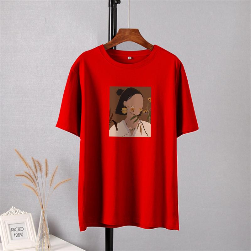 Camiseta Shellsuning con estampado estético a la moda para mujer, camisetas informales 100% de algodón de gran tamaño con cuello redondo, camisetas Harajuku para mujer, camisetas básicas simples