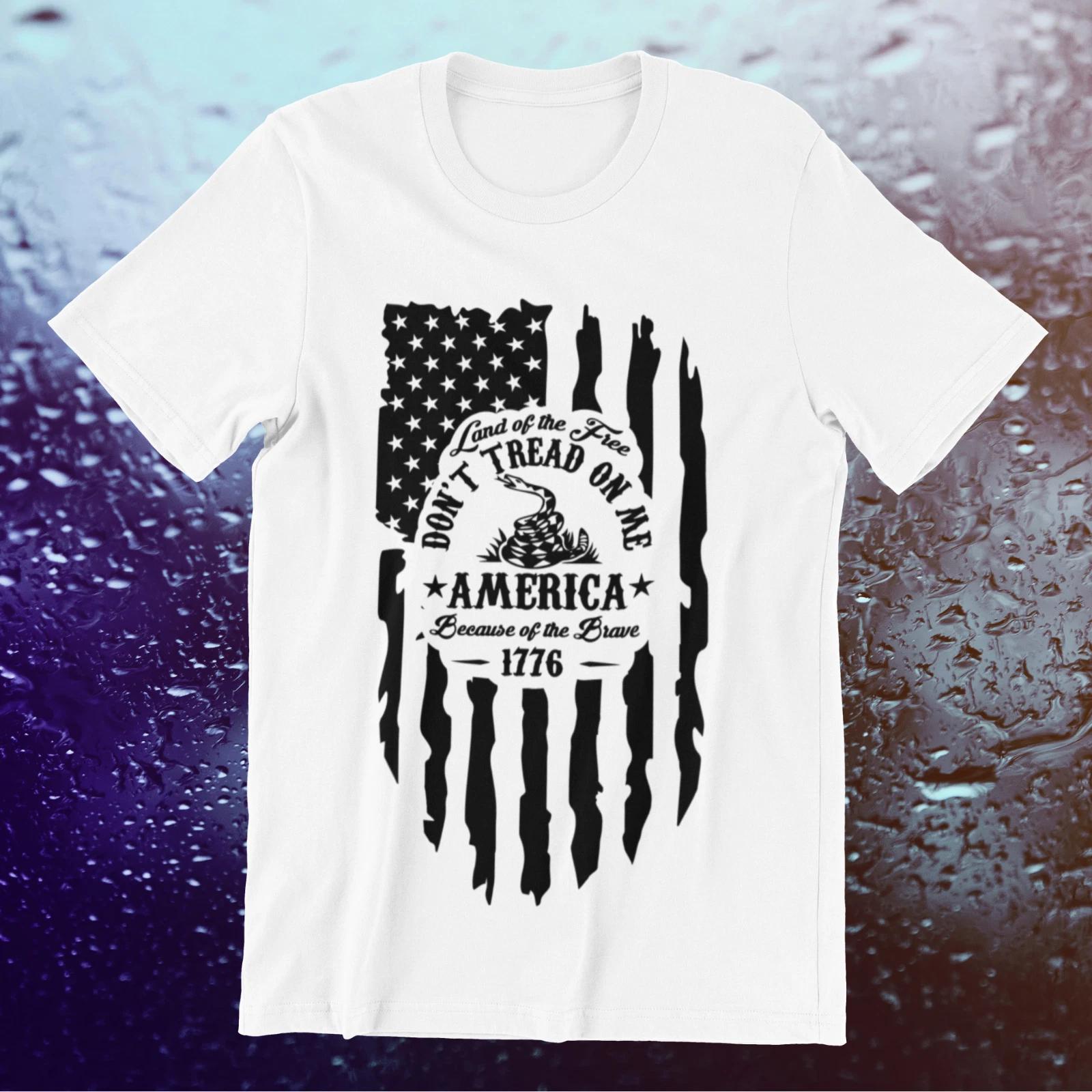 Футболка «Не наступай на меня» «Земля свободных благодаря храбрецам» на S-6X 2XL