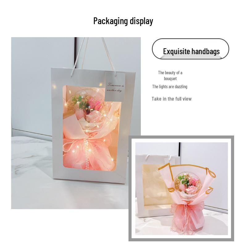 Cross-border Christmas Bobo Ball Soap Flower Gypsophila Dried Flower Spherical Bouquet Gift for Valentine’s Day