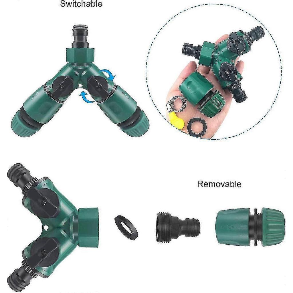 2 Piece Garden Hose Dispenser Set 2 Way Hose Connector Outdoor Y Valve Faucet Dispenser