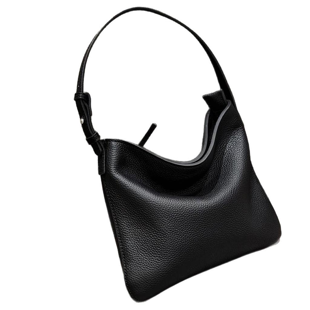 Borsa a secchiello casual in pelle bovina di primo strato, borsa tote minimalista di alta gamma, borsa in pelle versatile leggera e alla moda a spalla singola o diagonale
