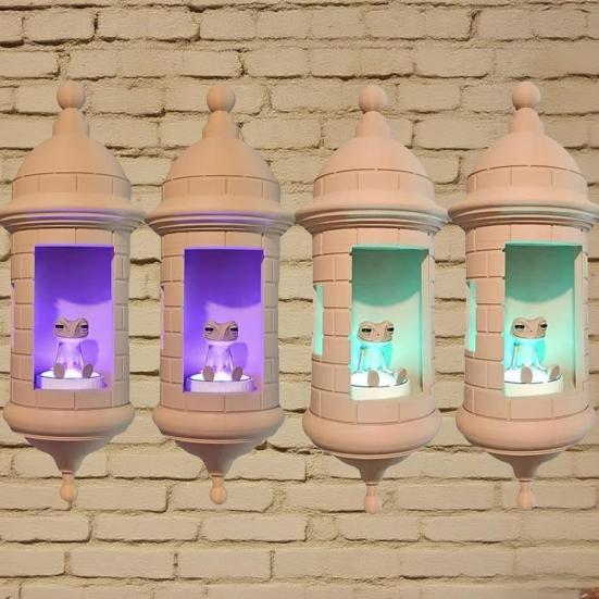 1/2Pcs Puerto Rican Garita Wall Coqui Lamp Battery Powered 3D Printed Frog Bedroom Living Room Outdoor Garden Wall Mount LED Light