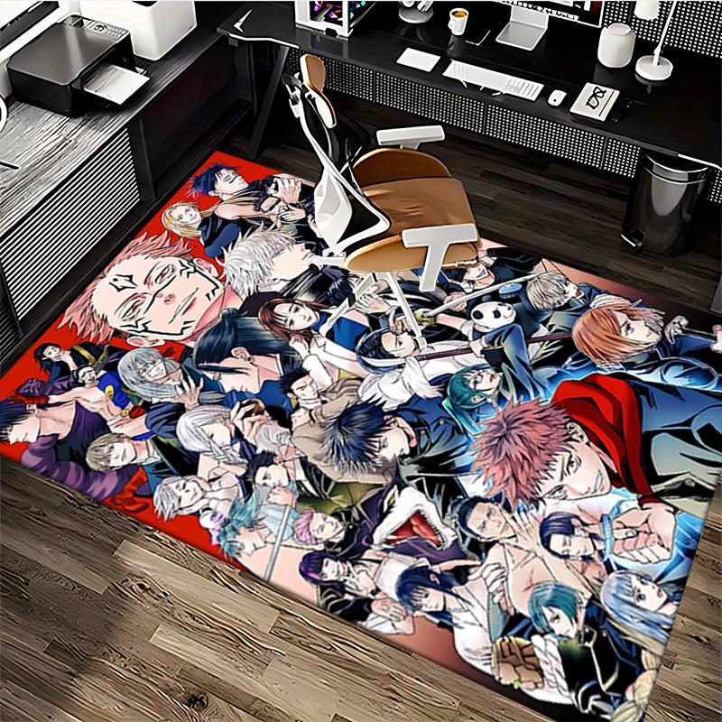 1pc Anime Cartoon Design Jujutsu Kaisen Characters Office Chair Mat Non-Slip Carpet for Home Decor, Festival Gift, Suitable for Office, Living Room, B