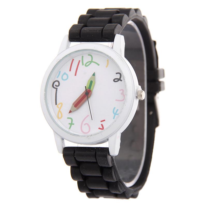 Korean Style Cute Student Quartz Watch with Colorful Numbers and Silicone Strap