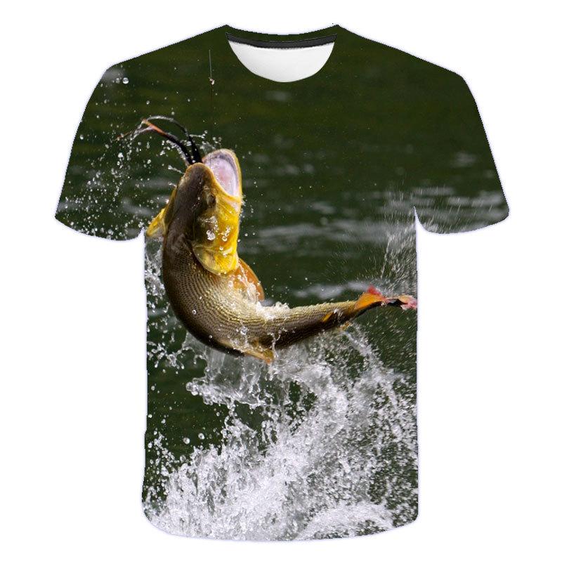 

Летний топ с круглым вырезом и 3D-принтом рыбы, модная повседневная мужская футболка с коротким рукавом 6XL